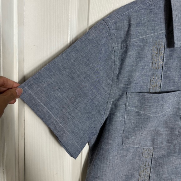 Huckberry x Coors Guayabera Shirt Blue Short Sleeve Camp Shirt Men’s LG Casual - Picture 7 of 10
